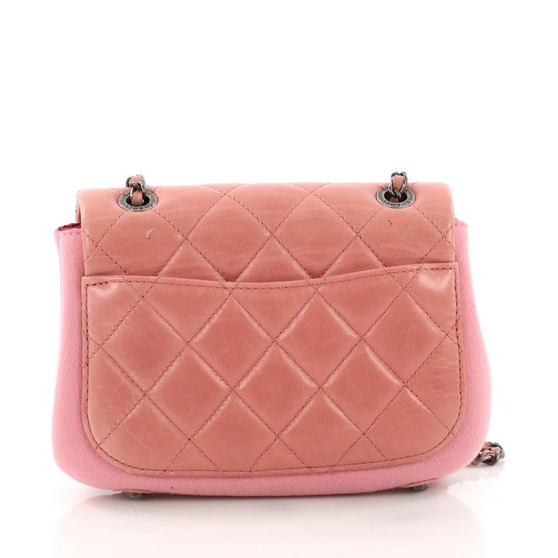 Pink Chanel Paris-Salzburg Flap Bag Felt and Quilted Calfskin Mini