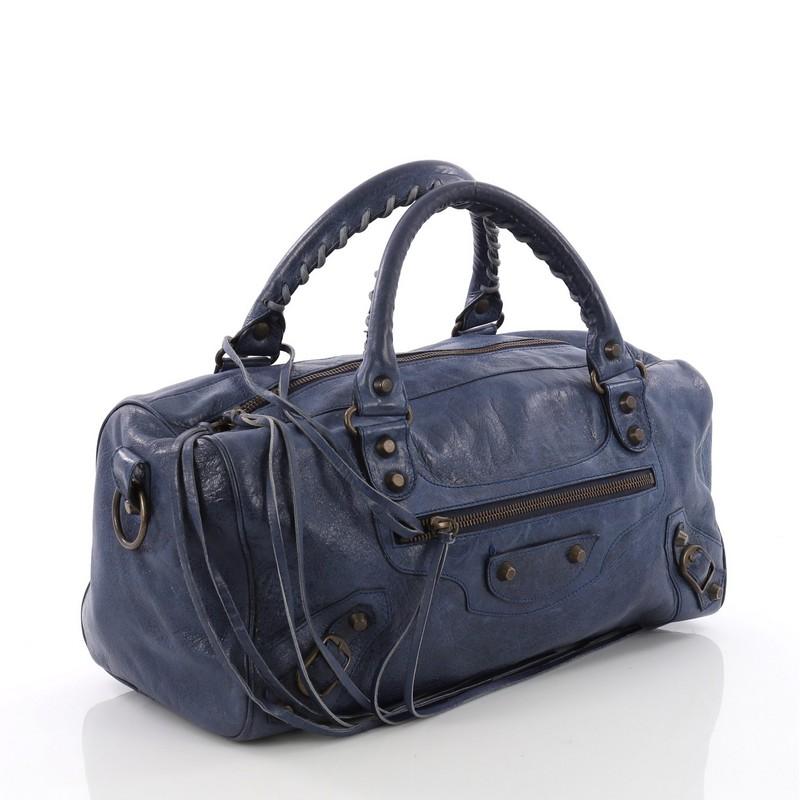 Black Balenciaga Twiggy Classic Studs Handbag Leather Maxi