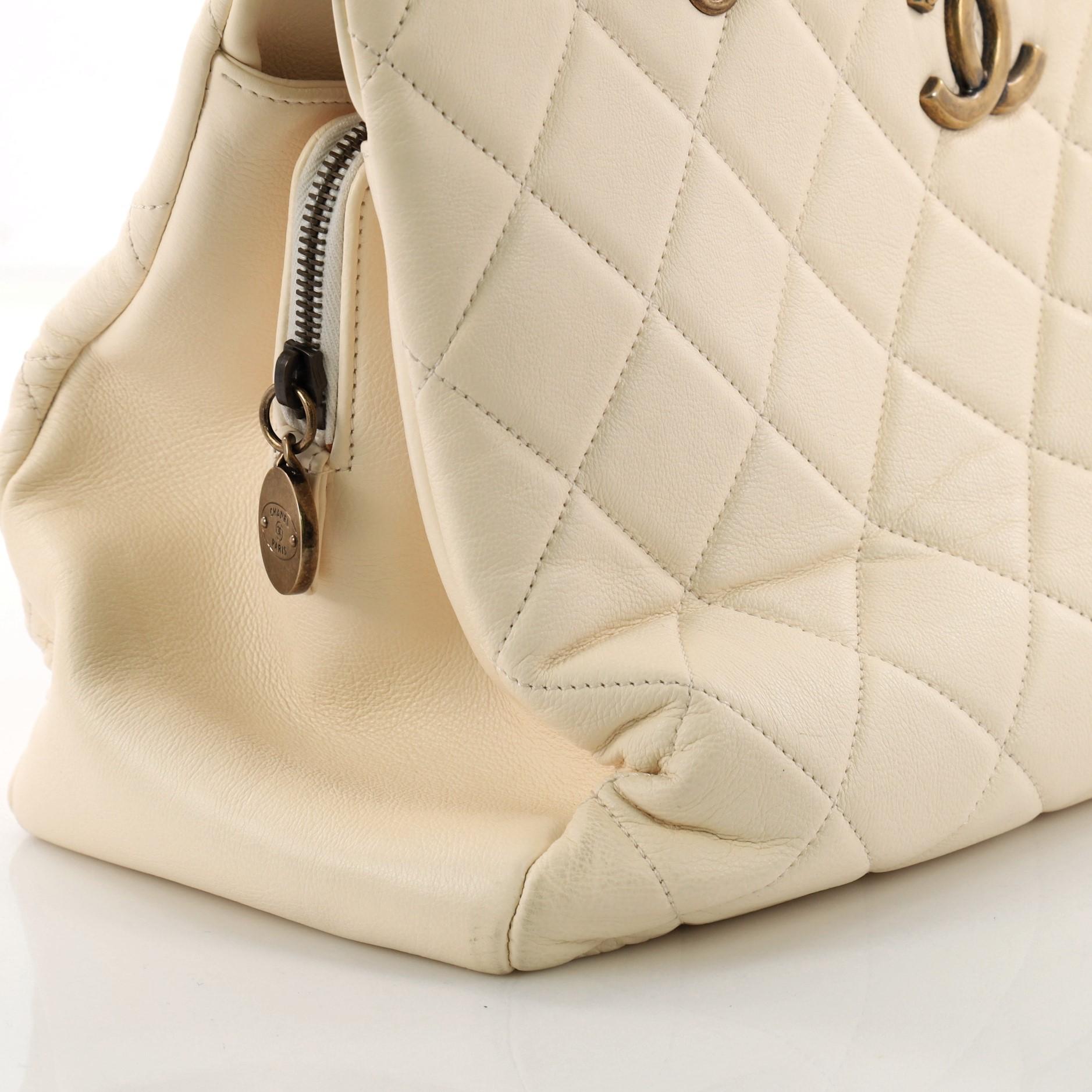 Chanel CC Crown Tote Quilted Leather Large 4