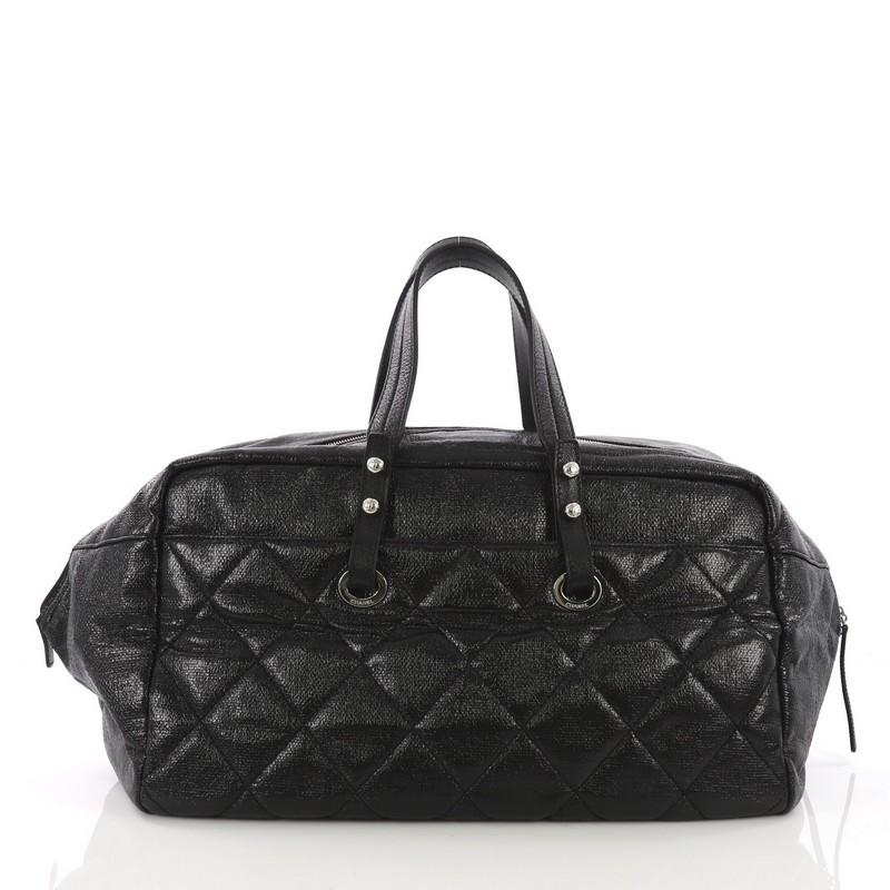 Chanel Biarritz Satchel Quilted Coated Canvas XL In Good Condition In NY, NY