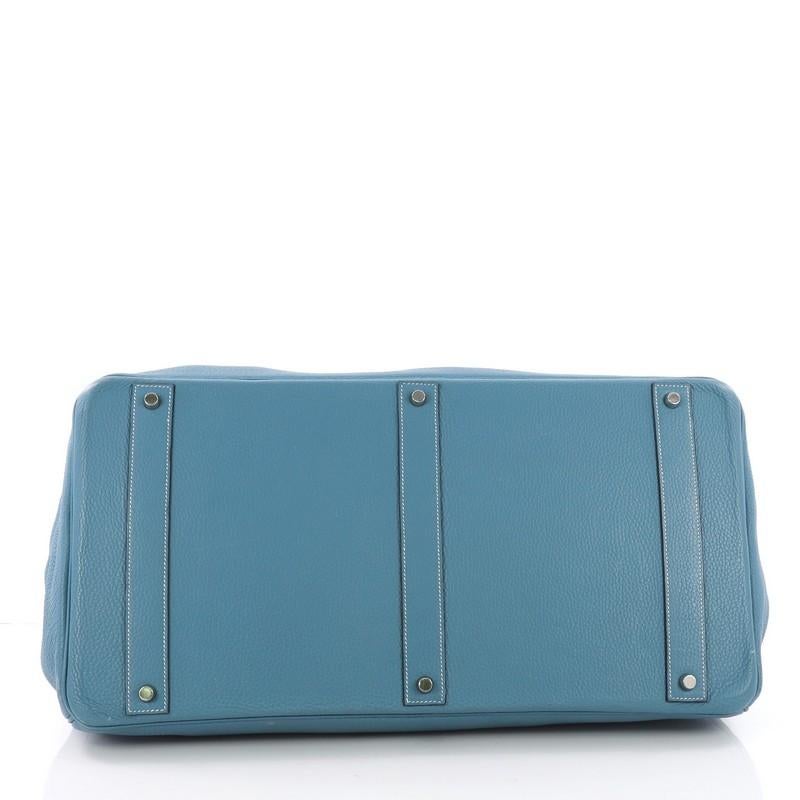  Hermes Birkin Voyage Blue Jean Clemence avec matériel en palladium 50 Unisexe 
