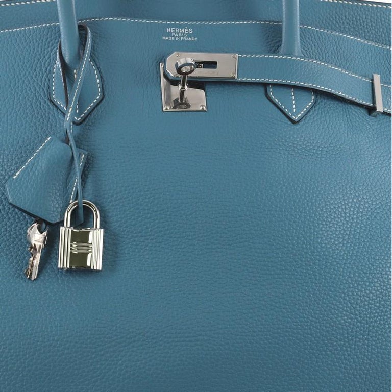 Hermes Birkin Voyage Blue Jean Clemence with Palladium Hardware 50 at  1stDibs