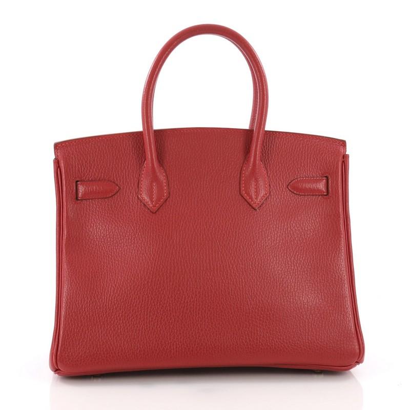 Hermes Birkin Handbag Rouge Vif Ardennes with Gold Hardware 30 In Good Condition In NY, NY