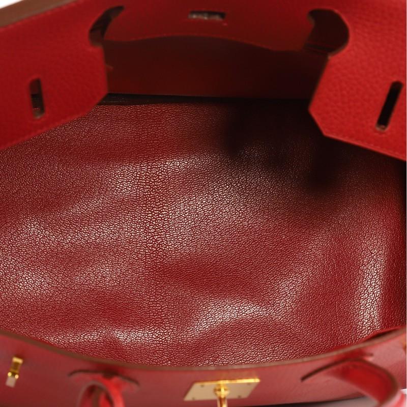 Hermes Birkin Handbag Rouge Vif Ardennes with Gold Hardware 30 1