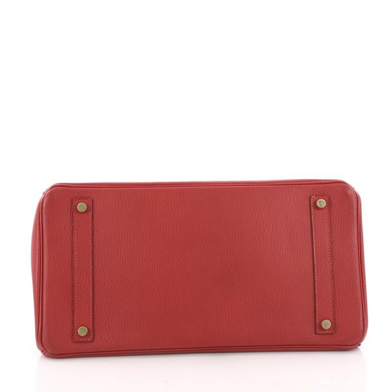 Women's or Men's Hermes Birkin Handbag Rouge Vif Ardennes with Palladium Hardware 35