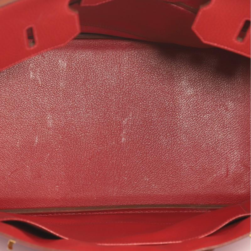 Hermes Birkin Handbag Rouge Vif Ardennes with Palladium Hardware 35 1