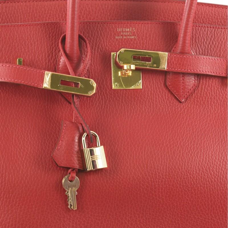 Hermes Birkin Handbag Rouge Vif Ardennes with Palladium Hardware 35 2