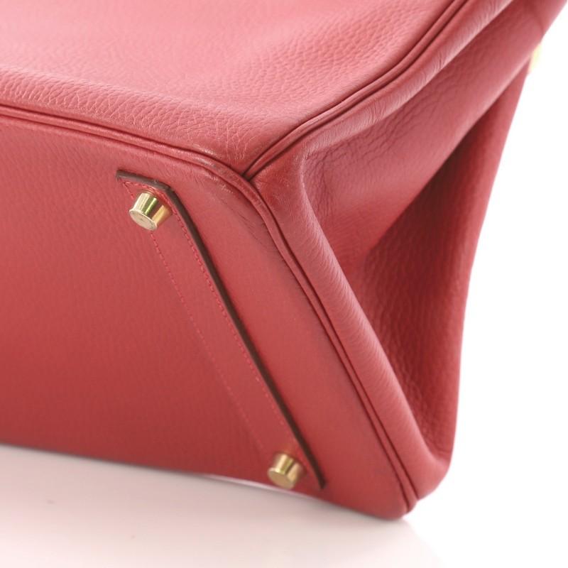 Hermes Birkin Handbag Rouge Vif Ardennes with Palladium Hardware 35 3