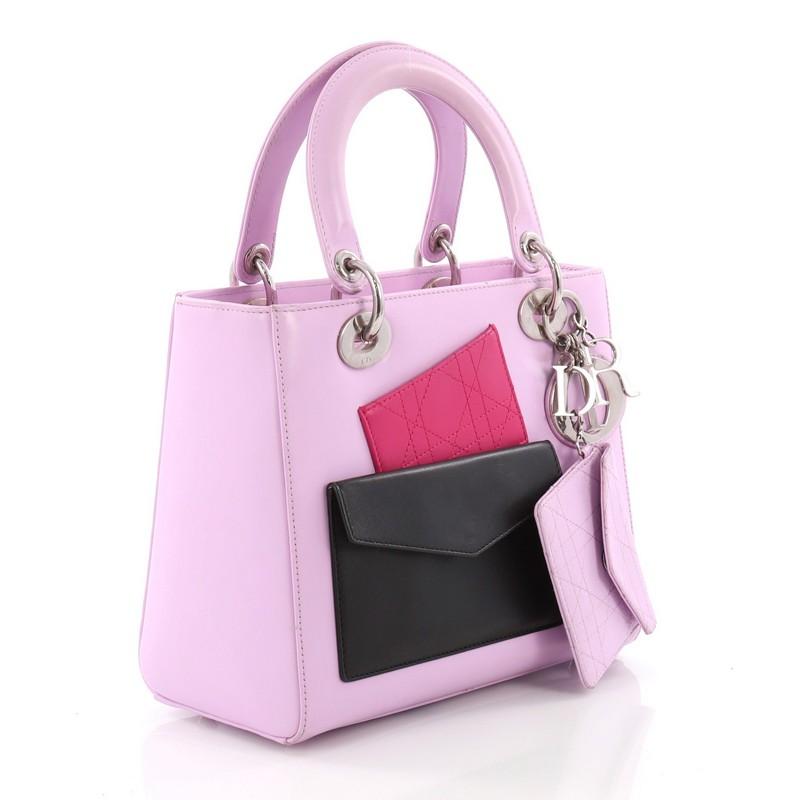 Purple Christian Dior Lady Dior Pockets Handbag Leather Medium
