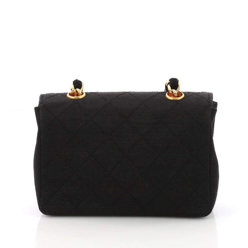 Chanel Vintage CC Chain Flap Bag Quilted Canvas Extra Mini In Good Condition In NY, NY
