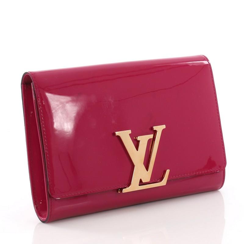 Red Louis Vuitton Louise Clutch Patent MM