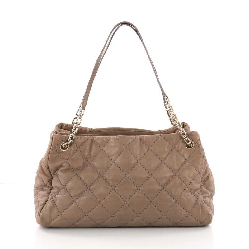 Brown Chanel Retro Chain Tote Quilted Calfskin Medium
