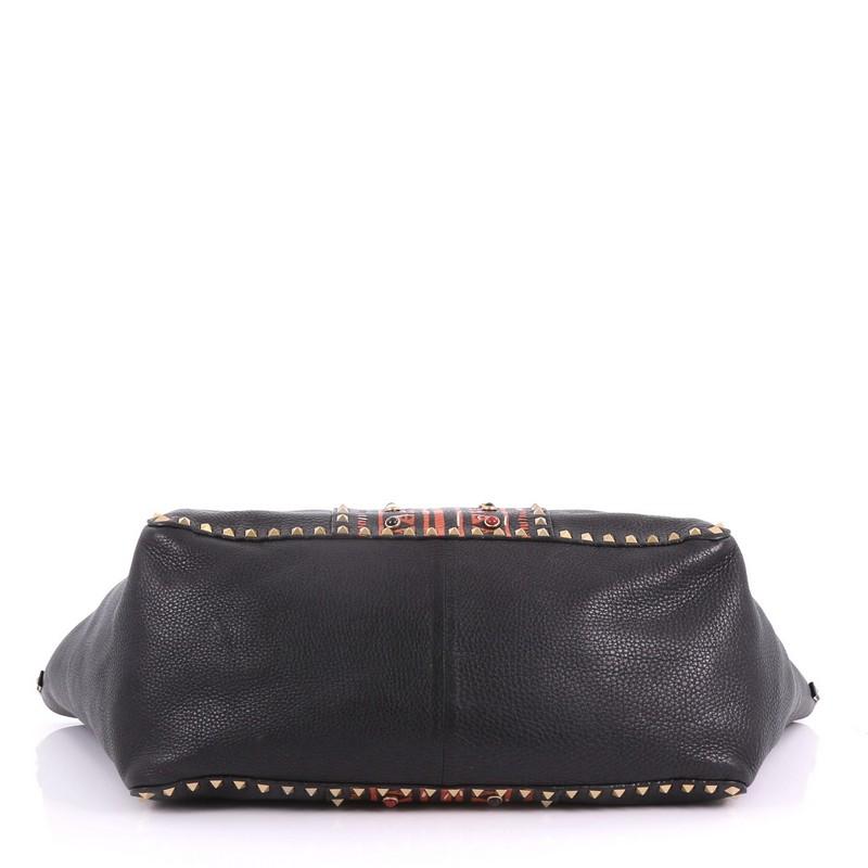 Women's Valentino Rolling Rockstud Convertible Tote Tribal Embellished Leather Large