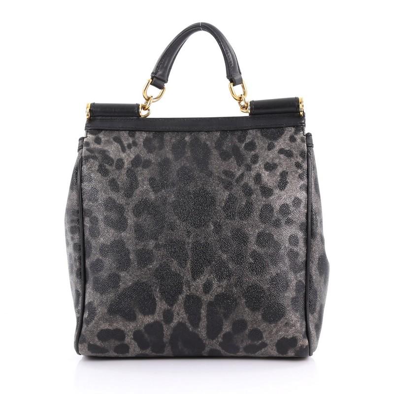 Dolce & Gabbana Miss Sicily Handbag Leopard Print Leather North South In Good Condition In NY, NY