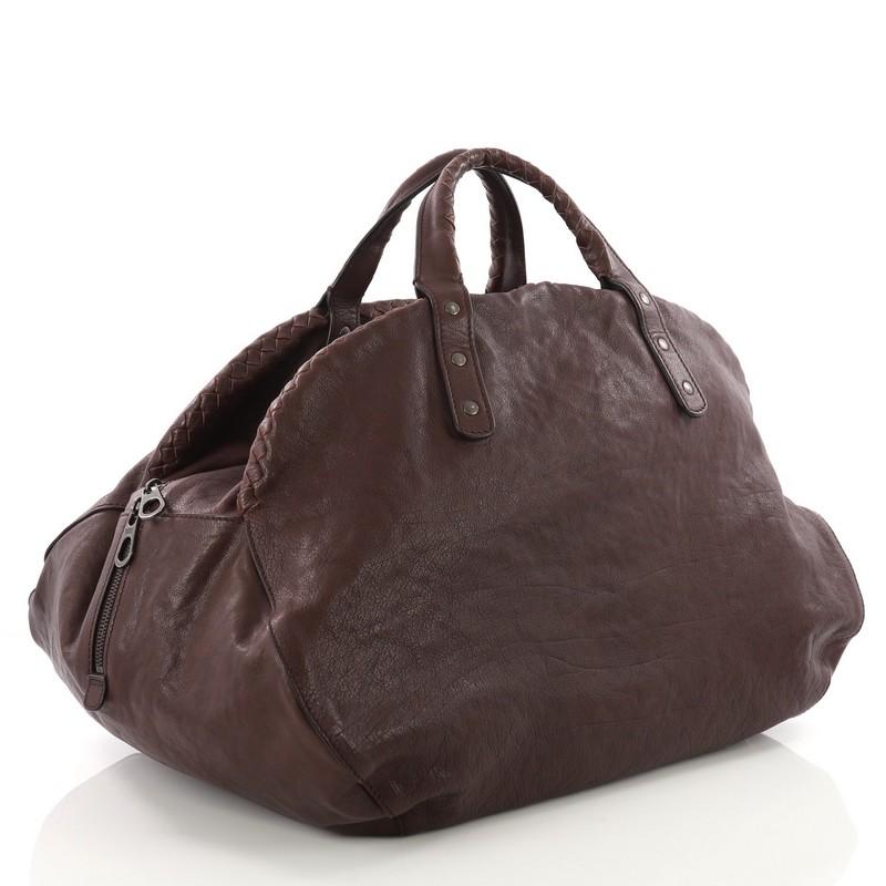 Black Bottega Veneta Weekender Bag Leather With Intrecciato Detail Large