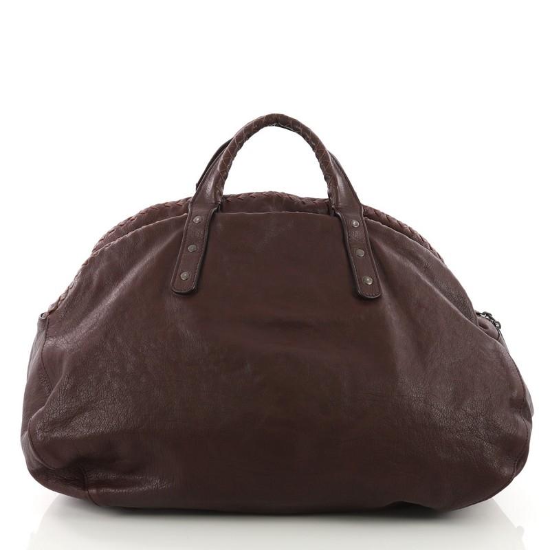 Bottega Veneta Weekender Bag Leather With Intrecciato Detail Large In Good Condition In NY, NY