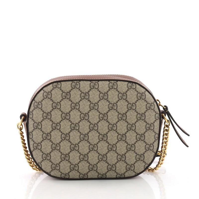 Gucci Chain Crossbody Bag Embroidered GG Coated Canvas Mini In Good Condition In NY, NY