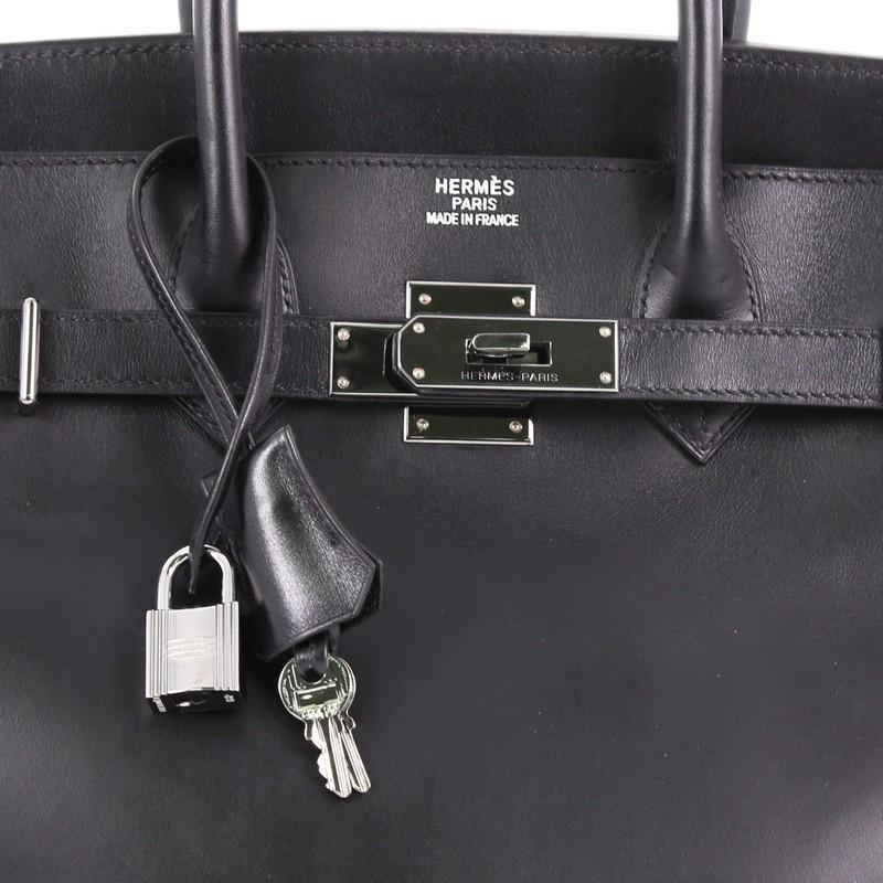 Hermes Birkin HAC Handbag Black Chamonix with Ruthenium Hardware 32 In Good Condition In NY, NY