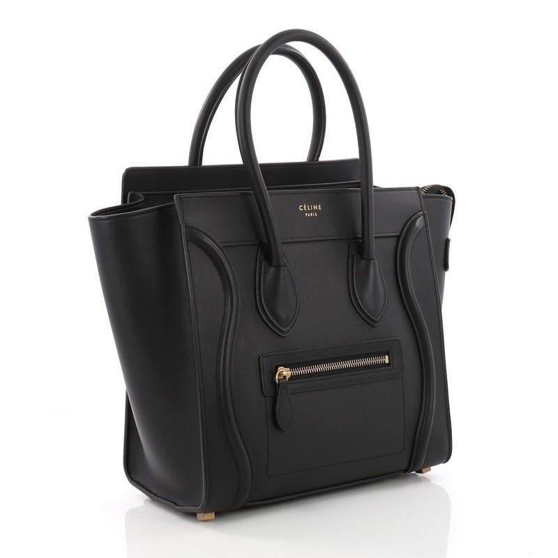Black Celine Luggage Handbag Smooth Leather Micro