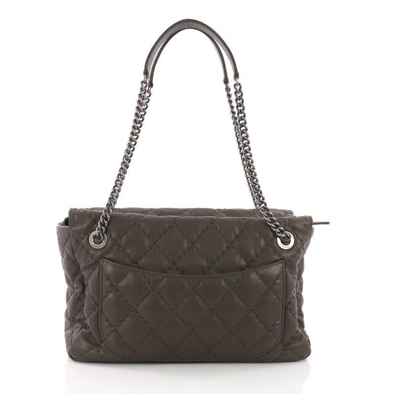 Chanel Ultimate Stitch Top Zip Flap Bag Quilted Calfskin Large In Good Condition In NY, NY
