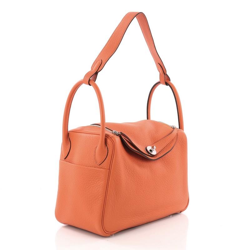 Orange Hermes Lindy Handbag Clemence 30