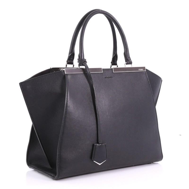 Black Fendi Petite 3Jours Handbag Leather