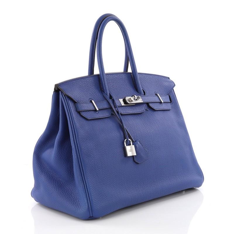 Hermes Birkin Handbag Blue Electric Togo with Palladium Hardware 35 In Good Condition In NY, NY
