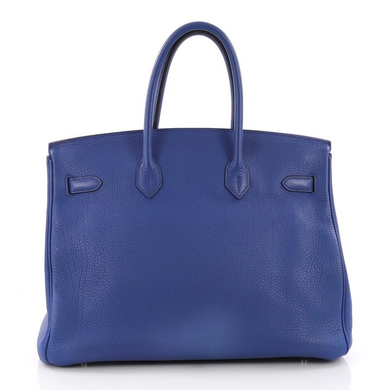 Women's or Men's Hermes Birkin Handbag Blue Electric Togo with Palladium Hardware 35