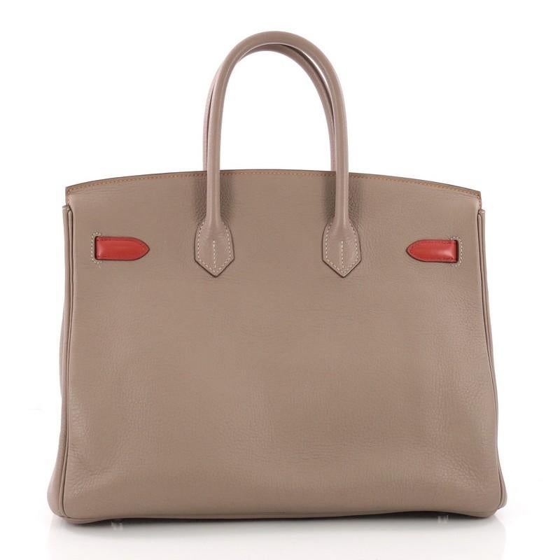 Hermes Birkin Handbag Tricolor Clemence and Swift with Brushed Palladium Hardwar In Good Condition In NY, NY