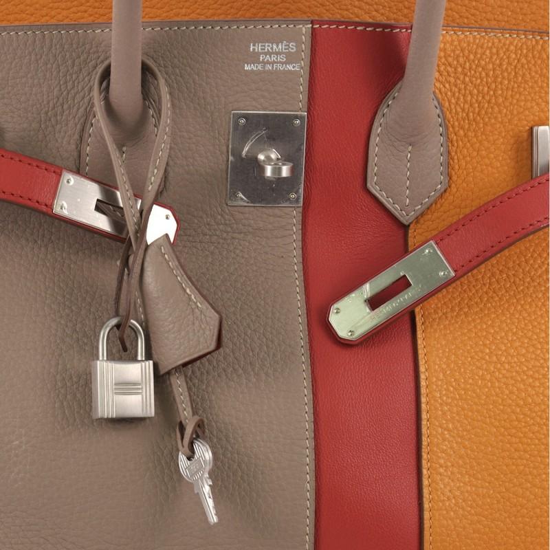 Hermes Birkin Handbag Tricolor Clemence and Swift with Brushed Palladium Hardwar 2