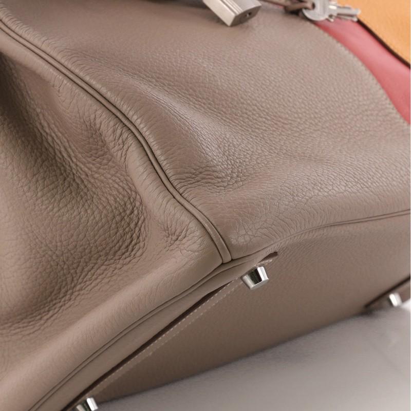 Hermes Birkin Handbag Tricolor Clemence and Swift with Brushed Palladium Hardwar 3