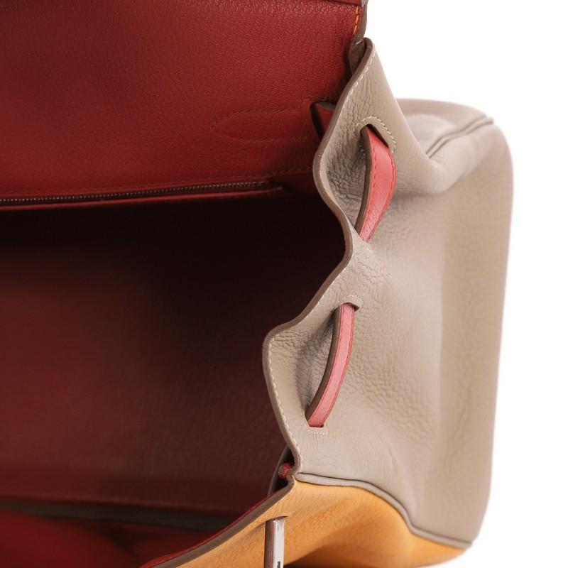 Hermes Birkin Handbag Tricolor Clemence and Swift with Brushed Palladium Hardwar 4