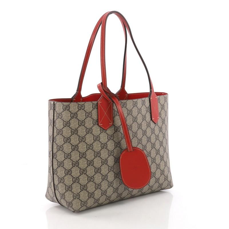 Brown Gucci Reversible Tote GG Print Leather Small