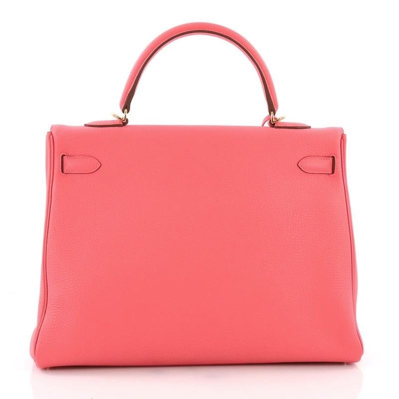 Pink Hermes Kelly Handbag Rose Confetti Togo With Gold Hardware 35