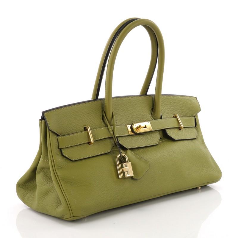 Brown Hermes Birkin JPG Handbag Vert Chartreuse Togo with Gold Hardware 42