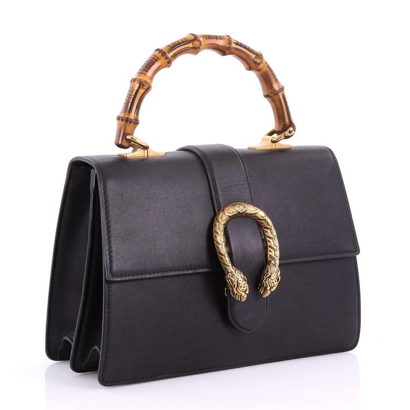 Black Gucci Dionysus Bamboo Top Handle Bag Leather Medium