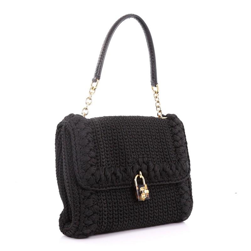 Black Dolce & Gabbana Miss Bonita Satchel Knit Wool Medium