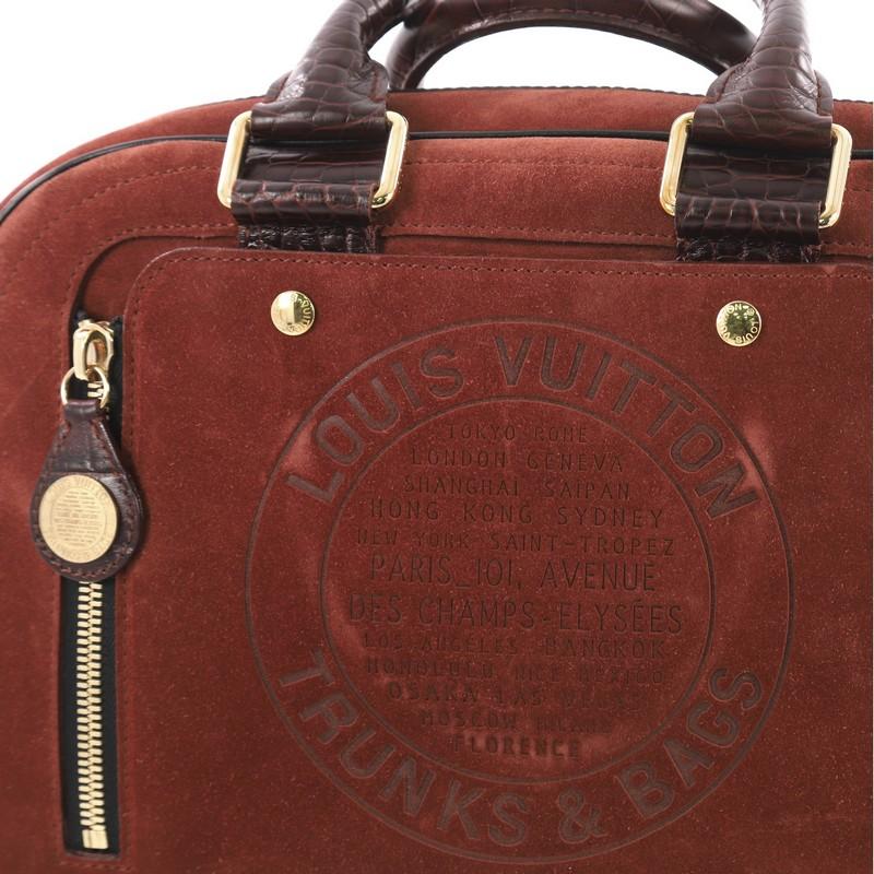 Louis Vuitton Havane Stamped Trunk Bowler Bag Suede GM 2