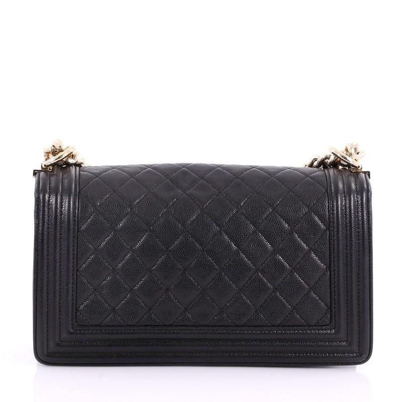 Chanel Boy Flap Bag Quilted Caviar Old Medium In Good Condition In NY, NY