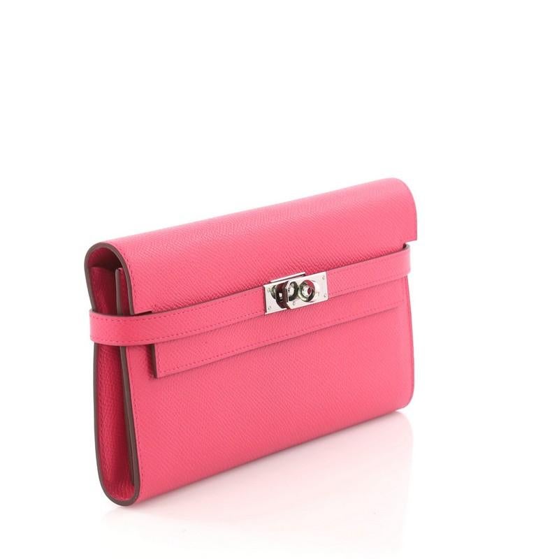 Pink Hermes Kelly Wallet Epsom Long