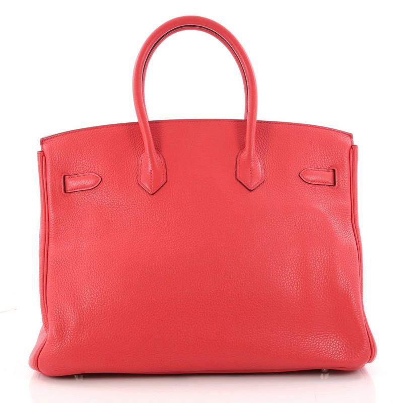 Hermes Birkin Handbag Rose Jaipur Clemence with Palladium Hardware 35 stands In Good Condition In NY, NY