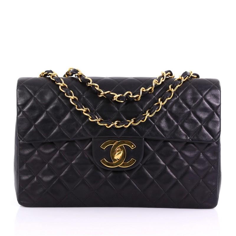 Chanel Vintage Classic Single Flap Bag Quilted Lambskin Maxi For Sale