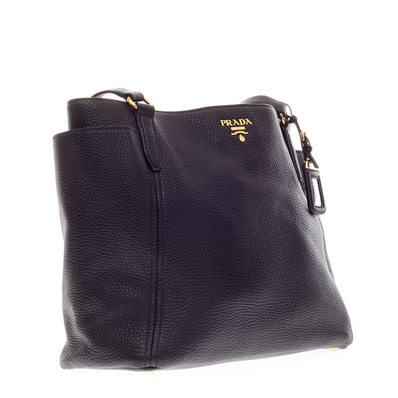 Prada Side Pocket Vitello Daino Shopper Tote at 1stdibs  