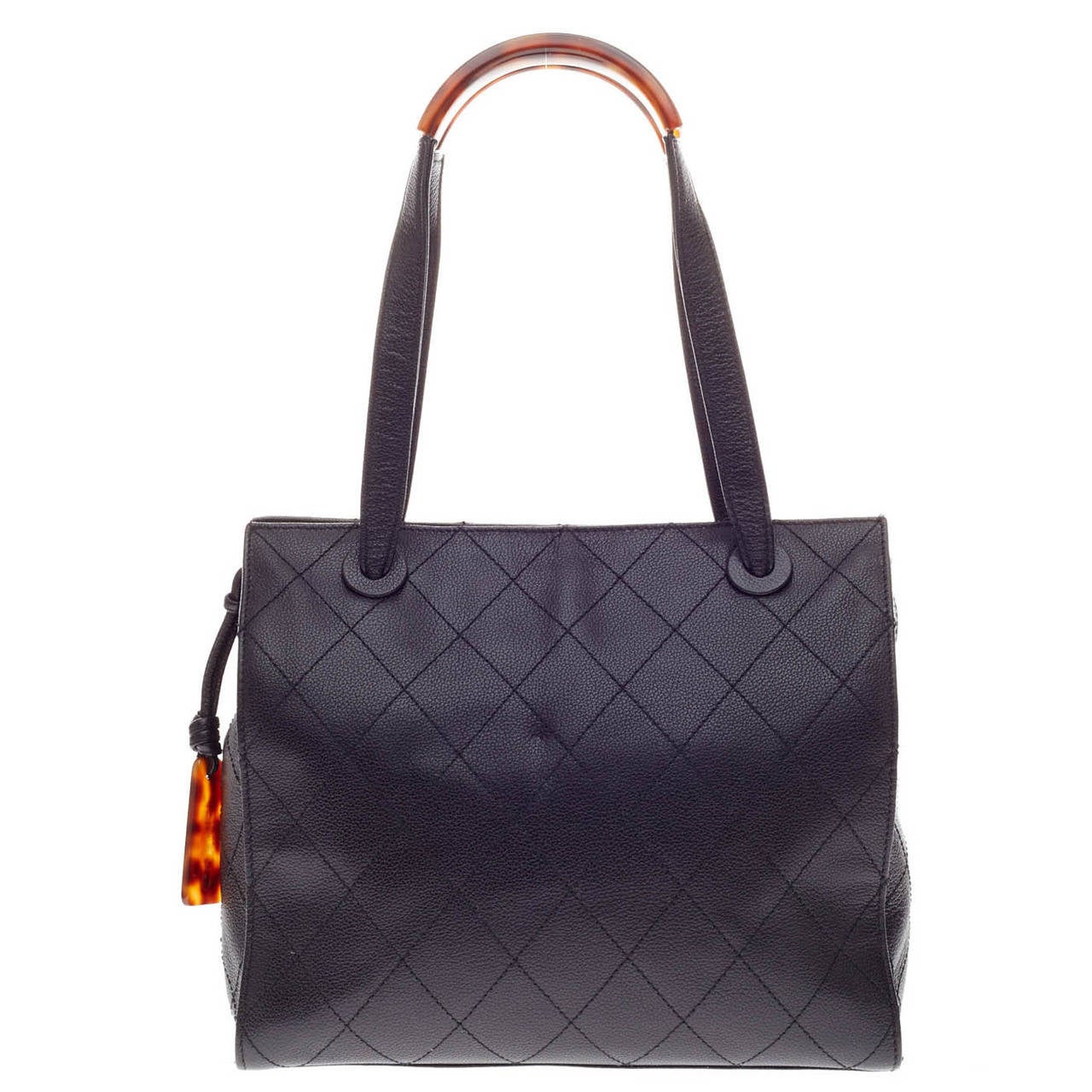 Chanel Quilted Caviar Resin Handle Tote