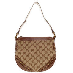 Used Gucci Pelham Hobo Studded Canvas Small