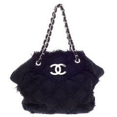 Chanel Fringe Trim Tote Quilted Tweed