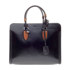 Alexander McQueen Wood Plate Heroine Tote Patent and Pony Hair