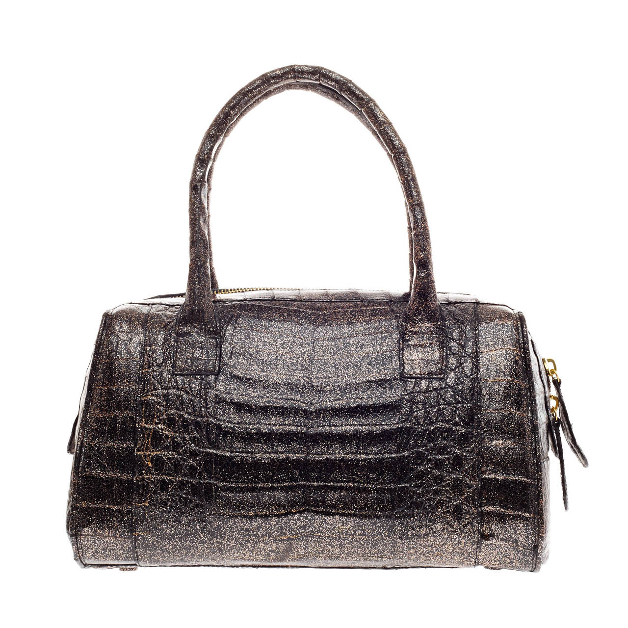 Nancy Gonzalez Glitter Satchel Crocodile In Good Condition In NY, NY