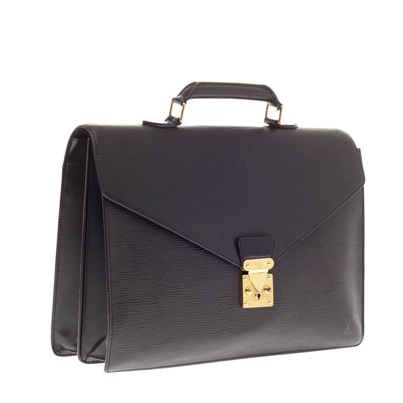 Vintage French Briefcase in Black Epi Leather from Louis Vuitton, 1990