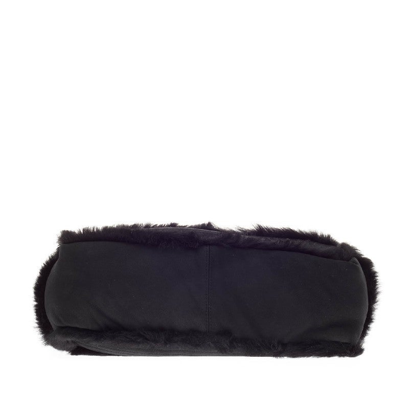Chanel Handle Bag Leather with Fur Trim 1
